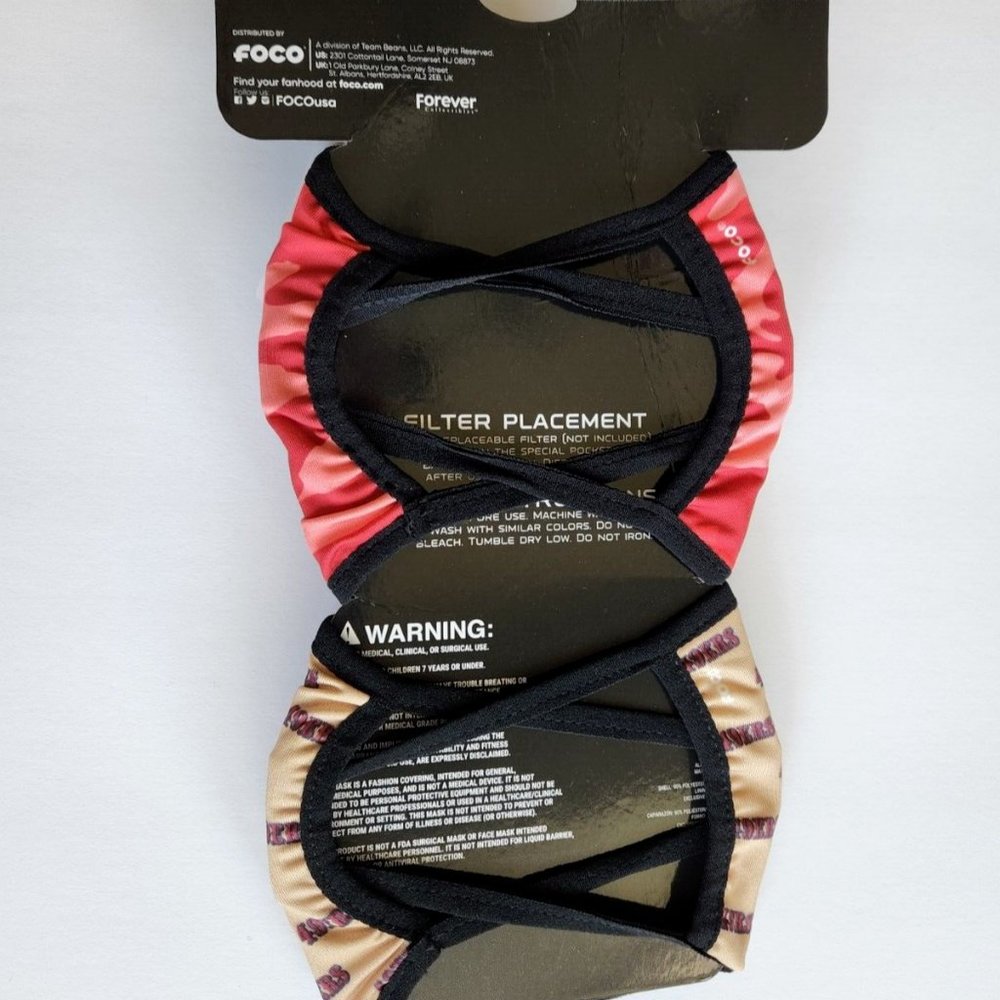 San Francisco 49ers NFL Branded Team Masks Reusable 2-pc NWT Dist. by FOCO - Picture 4 of 8